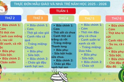 Thực đơn mẫu giáo và nhà trẻ năm học 2025 – 2026